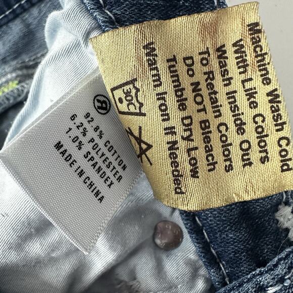 Big Star Shorts Womens 24 Blue Denim Jean MulticolorNeon Embroidered Distressed - Picture 10 of 14